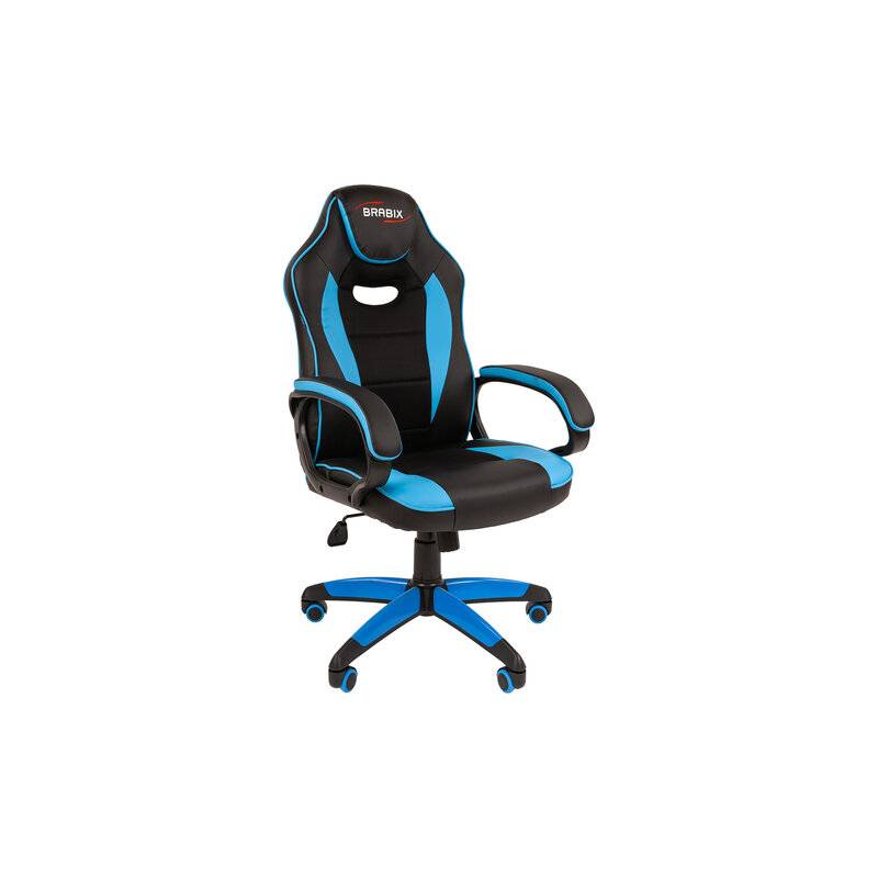 Кресло компьютерное BRABIX Blaze GM-162, TW/экокожа, черное/голубое, 532578, 7083506 главное фото