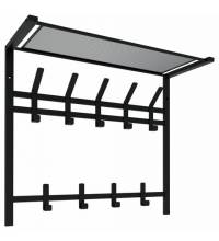Вешалка настенная с полкой 2 яруса "Торонто-22", 585х670х270 мм, 9 крючков, металл, черная, ВСПТ22 Ч